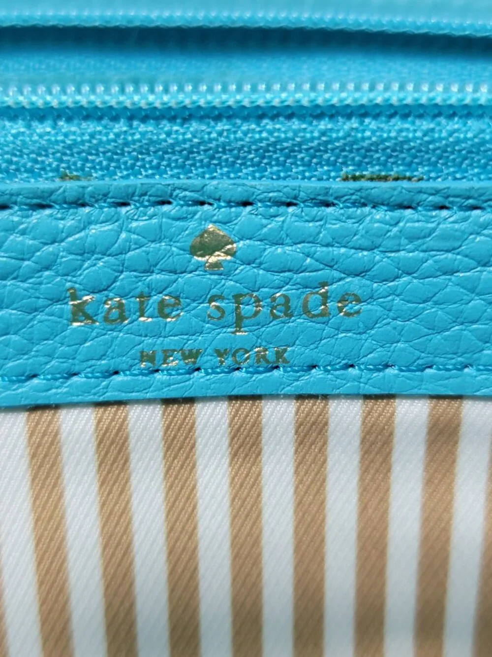 Kate Spade Grand Street Lacey Teal Zip Around Wallet Pebbled Leather Y2K - Picture 4 of 9